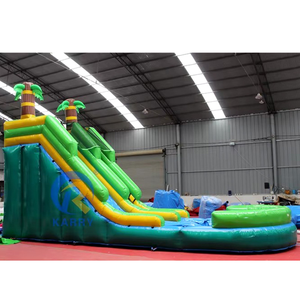 Toboggan aquatique gonflable en PVC de qualité commerciale en forme de palmier, combo piscine tropicale pour jardin, parc d'attractions, enfants et adultes, extérieur - Product Image 1