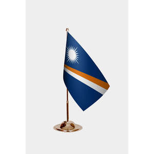 Drapeau de bureau des Îles Marshall 3x5 pieds, imprimé numériquement en nylon, style fanion avec mât en aluminium - Product Image 2