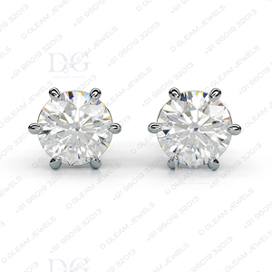 Classic 6 Prong Moissanite <b>Stud</b> <b>Earrings</b> Women's Trendy Rose White Gold 2ct Engagement Wedding Anniversary Party Christian - Product Image 3