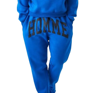 Ensemble de survêtement unisexe respirant avec strass, bleu, coupe oversize, sweat à capuche et pantalon de jogging à ourlet fendu, style streetwear - Product Image 5