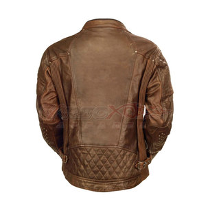 Nueva chaqueta de cuero de moto genuina ajustada a la moda para hombre, chaqueta de cuero de alta calidad para hombre para motorista - Product Image 2