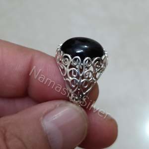925 Sterling Silver Handmade Black Onyx <b>Ring</b> July Birthstone Gift Natural Black Gemstone Oval Inlay 18K <b>Statement</b> Jewelry - Product Image 4