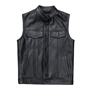 Gilet en simili cuir noir pour homme, style classique, veste de motard élégante, style punk, col montant, veste d'équipe - Product Image 5