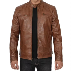 Veste en cuir respirante pour homme, fabriquée en usine, collection hiver 2026, manches longues, style décontracté, vêtement d'extérieur tendance, fabricant OEM - Product Image 2