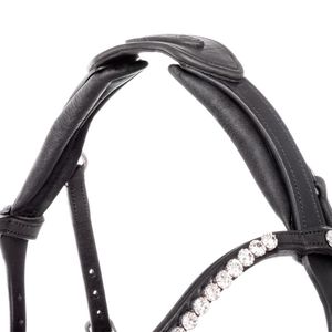 Brida de caballo de cuero marrón acolchada cómoda de alta calidad de lujo, banda de cristal para cejas, hebillas doradas, Inglés anatómico Premium - Product Image 5