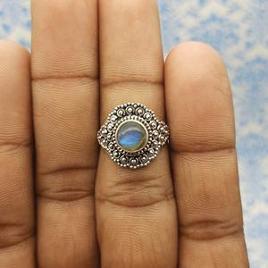 925 argent Sterling conception bohème bague de mariage femmes naturel bleu feu Labradorite diamant fournisseur indien pierre principale diamant - Product Image 6