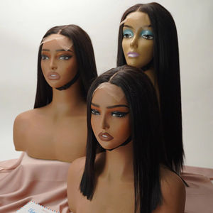 Peluca de cabello humano con cierre de encaje en la parte media, peluca de cabello humano con encaje frontal, pelucas de cabello humano naturales para mujeres, estilo suave, peluca lisa - Product Image 1