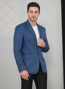 จำหน่ายเสื้อเบลเซอร์สีน้ำเงินนกยูงสุดหรูสำหรับผู้ชาย ทรงเข้ารูป สไตล์ทางการ คุณภาพพรีเมียม สำหรับผู้ซื้อขายส่ง โดยตรงจากโรงงาน - Product Image 4