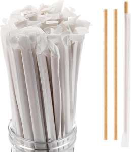 Pajita de Caña de Azúcar Ecológica Envasada Individualmente en Papel con Logotipo Personalizado para Viajes - Product Image 3