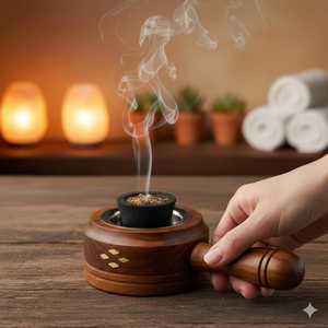 Quemador de Incienso Árabe de Madera de Acacia Premium con Incrustaciones de Resina, Difusor de Aromaterapia Religioso Hecho a Mano, Porta Incienso Decorativo - Product Image 5