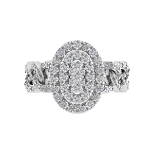 OEM Original VVS D Moissanite Oval Cluster Design 925 Sterling <b>Silver</b> Religious Rhodium Plated <b>Statement</b> Chain Band <b>Ring</b> - Product Image 3