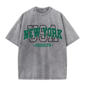 Camisetas de Algodón con Lavado Ácido Desgastado 2026, Camisetas Cortas de Peso Pesado con Estampado DTG Personalizado al por Mayor para Hombre - Product Image 1