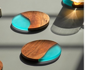 Best Quality Resin Coaster Tabletop <b>Wood</b> <b>Placemats</b> Coaster for Tea Coffea Mug Glass Coaster Modern luxury home table Decor - Product Image 1