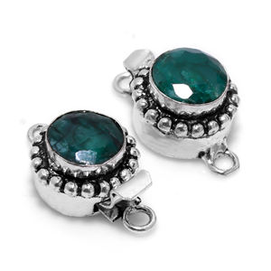 Prem Bhaya Plata antigua 18K Chapado en oro Caja Broche B617 24x19x10mm Esmeralda Joyas de piedras preciosas Hallazgos 1/3 Strand - Product Image 1