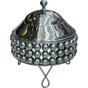Casserole artisanale en acier inoxydable argenté, parfaite pour les mariages et la restauration d'événements avec une élégance intemporelle - Product Image 1