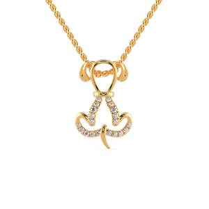 Collier pour femme 18 pouces avec pendentif chien en or jaune avec diamant 0.09 carats et pendentifs en diamant et breloques - Product Image 5