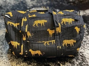 กระเป๋าดัฟเฟิลกระเป๋าเดินทางผ้าฝ้ายลายเสือป่าอินเดียสำหรับผู้หญิงทนทานจุของได้มากกระเป๋าเดินทางแบบมีซิปดีไซน์สุดหรู - Product Image 4