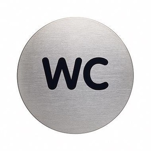 Durable 83mm Brushed Stainless Steel Silver Metallic Pictogram Door Sign for WC <b>Bath</b> & Toilet Supplies - Product Image 1