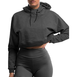 New Design Hooded <b>Long</b> <b>Sleeve</b> <b>Crop</b> Top Hoodies Cotton Blend Quick Dry Breathable Eco-Friendly Winter Casual Wear Made Pakistan - Product Image 1
