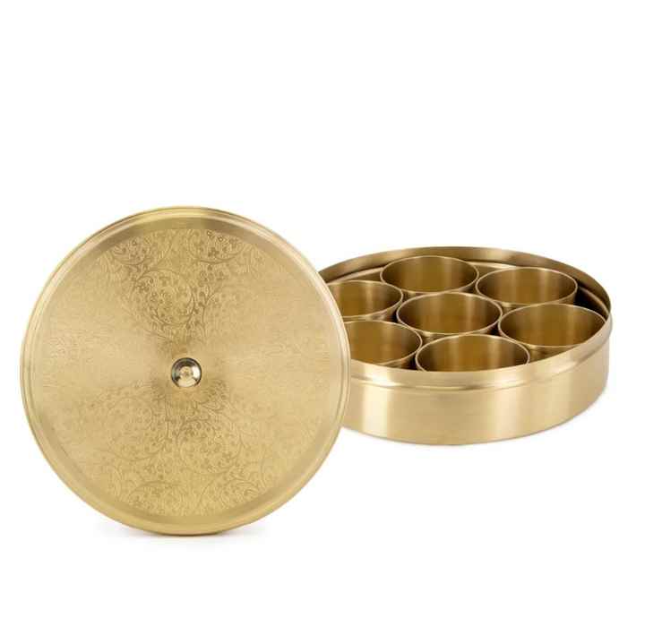 Spice Powder Box Classic Brass Spice Box Masala Box Kitchen Cabinet Storage Powder Spice ...