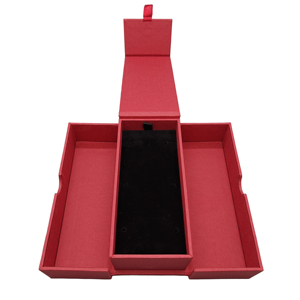 กล่องเครื่องประดับเนื้อแดงสุดหรูสองประตูมีหลายชั้นสำหรับคอลเลกชันที่มีค่า - Product Image 5