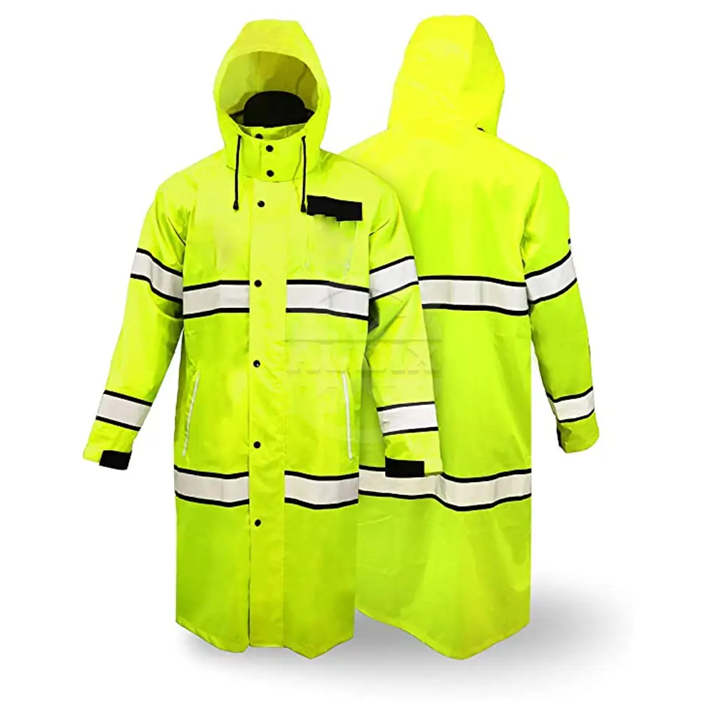 New Arrival Security type High Vis Rain Jacket with ID Pocket & Snap Closure Available in All Sizes and colors