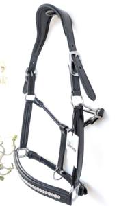 Licol de luxe en cuir incrusté de cristaux, couronne anatomique, soulagement de la pression, doublure rembourrée, accessoire d'équitation scintillant pour concours - Product Image 5