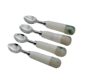 Nouveauté Cuillère en laiton doré et manche en marbre design populaire Cuillère en marbre et laiton noir à prix abordable - Product Image 6