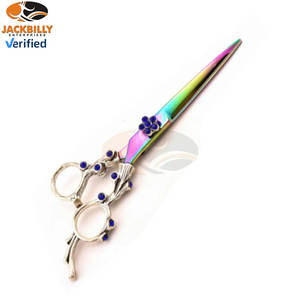 Tijeras de Peluquería para Zurdos de Acero Inoxidable con Acabado Plasma Multicolor, Acabado Plateado, Mango de Diseño Elegante, Suministros para Salón de Belleza - Product Image 2