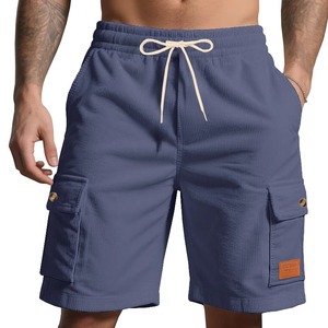 Short de couleur unie en velours côtelé de haute qualité pour hommes en été, short décontracté avec étiquettes en cuir et short de sport de plage à la mode - Product Image 3