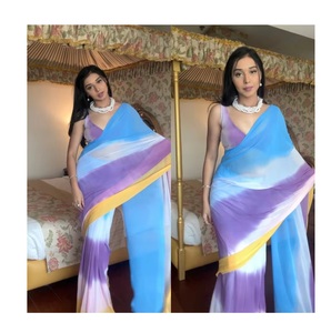 Vente à l'exportation Beau sari à imprimé georgette au design artistique Parfait pour les fêtes et les mariages - Product Image 1