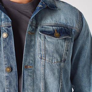 Custom Men Fashion Denim <b>Jean</b> Work Jacket OEM service Casual Streetwear Classic Turn Down Collar Cotton Jacket - Product Image 6