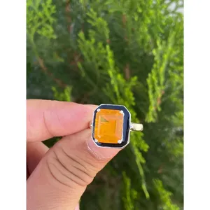 925 Silver Natural Fire <b>Opal</b> <b>Ring</b> Emerald Cut Diamond Dainty Cute Fine Jewelry Gemstone Yellow <b>Gold</b> Setting for Everyday Wear - Product Image 3