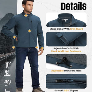 Vente en gros de veste coupe-vent en nylon softshell personnalisée pour hommes 2025 vintage avec fermeture éclair délavée pour l'hiver - Product Image 5