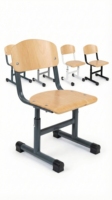 Chaise d'étudiant moderne ARSU à hauteur réglable avec pieds en T, revêtement en poudre, capuchons en plastique, siège en contreplaqué, structure métallique – Offre Spéciale pour l'école