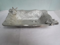 Accesorios de decoración para mesa de cena de tendencia superior, nuevo diseño Chapado en plata, servidor de frutas personalizado, tazón de Metal de latón, proveedor de India