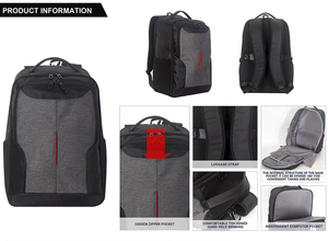 กระเป๋าเป้สะพายหลังกันขโมยสำหรับใส่แล็ปท็อป แบบกันน้ำ สำหรับเดินทางท่องเที่ยว ทำงาน หรือใช้ในชีวิตประจำวัน เหมาะสำหรับทุกเพศทุกวัย  วัสดุโพลีเอสเตอร์อ็อกซ์ฟอร์ด  พร้อมซิปแบบปรับแต่งได้ตามต้องการ - Product Image 6