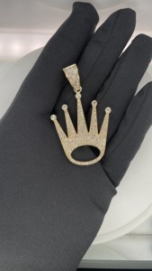 Colgante de Diamantes con Símbolo de Corona Hip Hop en Plata de Ley 925, Diamantes CVD Cultivados en Laboratorio de 4-5CT, E-F VVS VS, Colgante de Lujo - Product Image 3
