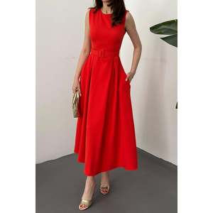 Vestido con cuello halter y vuelo de lazo de flor de granada - Pomegranate Flower - Product Image 4