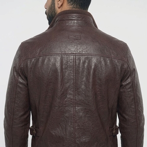 Factory Direct Men's Leather Winter Jacket Sleek Fit Smooth Finish Premium Quality <b>Waterproof</b> <b>Warm</b> Streetwear Outerwear Stylish - Product Image 5