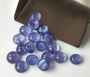 พลอยสีฟ้าหลังแบนทรงกลม4มม.-8มม. พลอย tanzanite ธรรมชาติสำหรับทำเครื่องประดับ - Product Image 5
