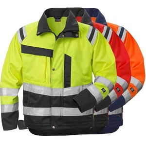 Chaqueta reflectante personalizable de alta visibilidad, ropa de trabajo de poliéster transpirable, clase 3, antiestática, alta visibilidad, resistente al agua - Product Image 1
