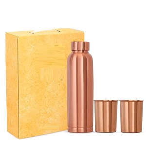 Copper Bottle for Detox | Handmade Finished | Supports <b>Weight</b> Loss & Digestion Comes With Two Tumbler & Gift Box - Product Image 2