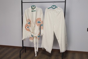 Kimono turc Double coton costume maison porter doux lavable blanc couleur motif des yeux plage Spa hôtel maison bonne qualité séchage rapide - Product Image 2
