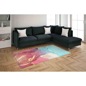 พรมลายหินอ่อนสีชมพูและสีฟ้า: พรมกันลื่นลายทอง, พรมเชนิลล์ - Product Image 2