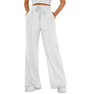 กางเกงวิ่งออกกำลังกายเอวสูงของผู้หญิงกางเกงขากว้างแบบลำลองมีเชือกรูดยืดหยุ่นกางเกงกีฬา - Product Image 1