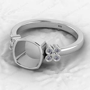 Haute qualité 925 argent Sterling plaqué or 8x8mm coussin CZ Semi montage blanc lunette réglage anneau bon composant de bijoux fins - Product Image 5