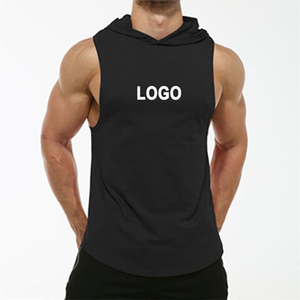Camiseta sin mangas con capucha para entrenamiento de hombres, sudaderas sin mangas para entrenamiento de gimnasia, camiseta cortada para culturismo - Product Image 2