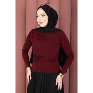 Robe moulante bordeaux avec détails en pierres et effet sable - Product Image 4