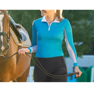 Camisetas de montar ecuestres para mujer, camisa de manga larga con cuello de cremallera, nuevo estilo - Product Image 3